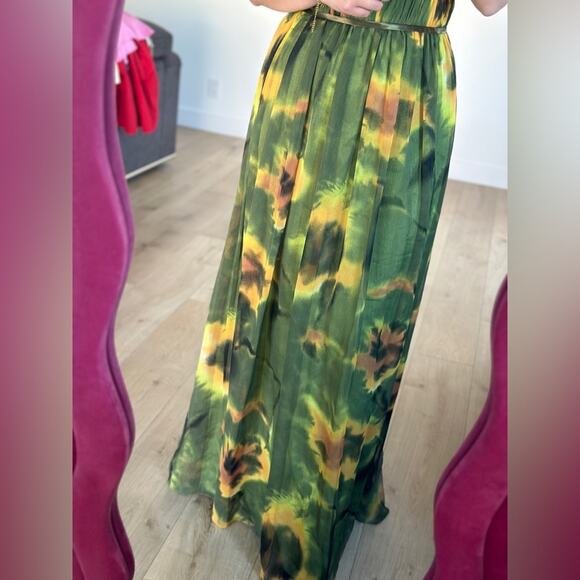 Aidan Mattox green sunflower floral dress size 4, worn once - Picture 9 of 9